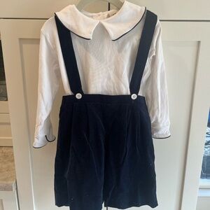 Bailey Boys Navy Corduroy Suspender Shorts